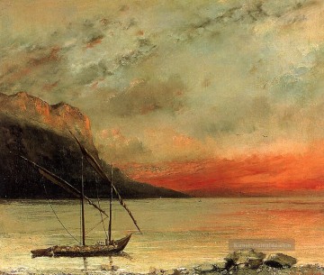  realistischer Kunst - Sonnenuntergang auf See Leman realistischer Maler Gustave Courbet